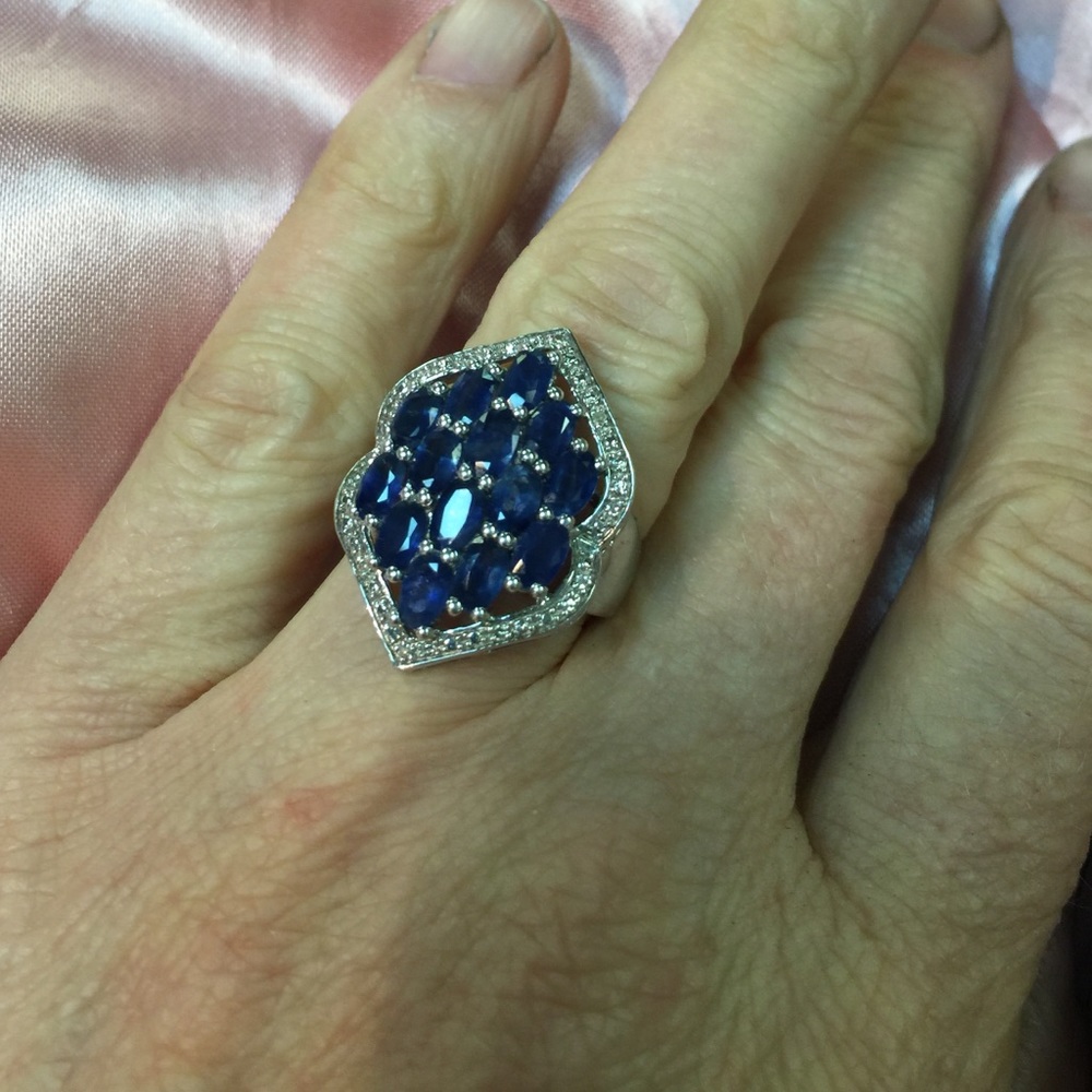 Sterling & blue sapphire ring